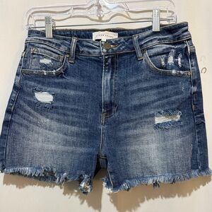 Risen Jeans Distresses Blue Jean Denim Shorts Size L